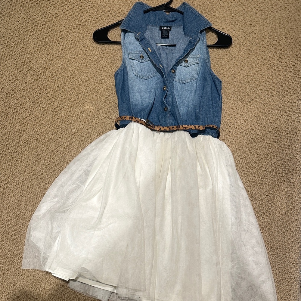 Zunie Blue and White Casual Kids Dress